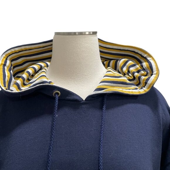 Folette Navy Blue Hoodie Embroidered Gold Crest Nautical Preppy Retro Casual - Picture 5 of 9